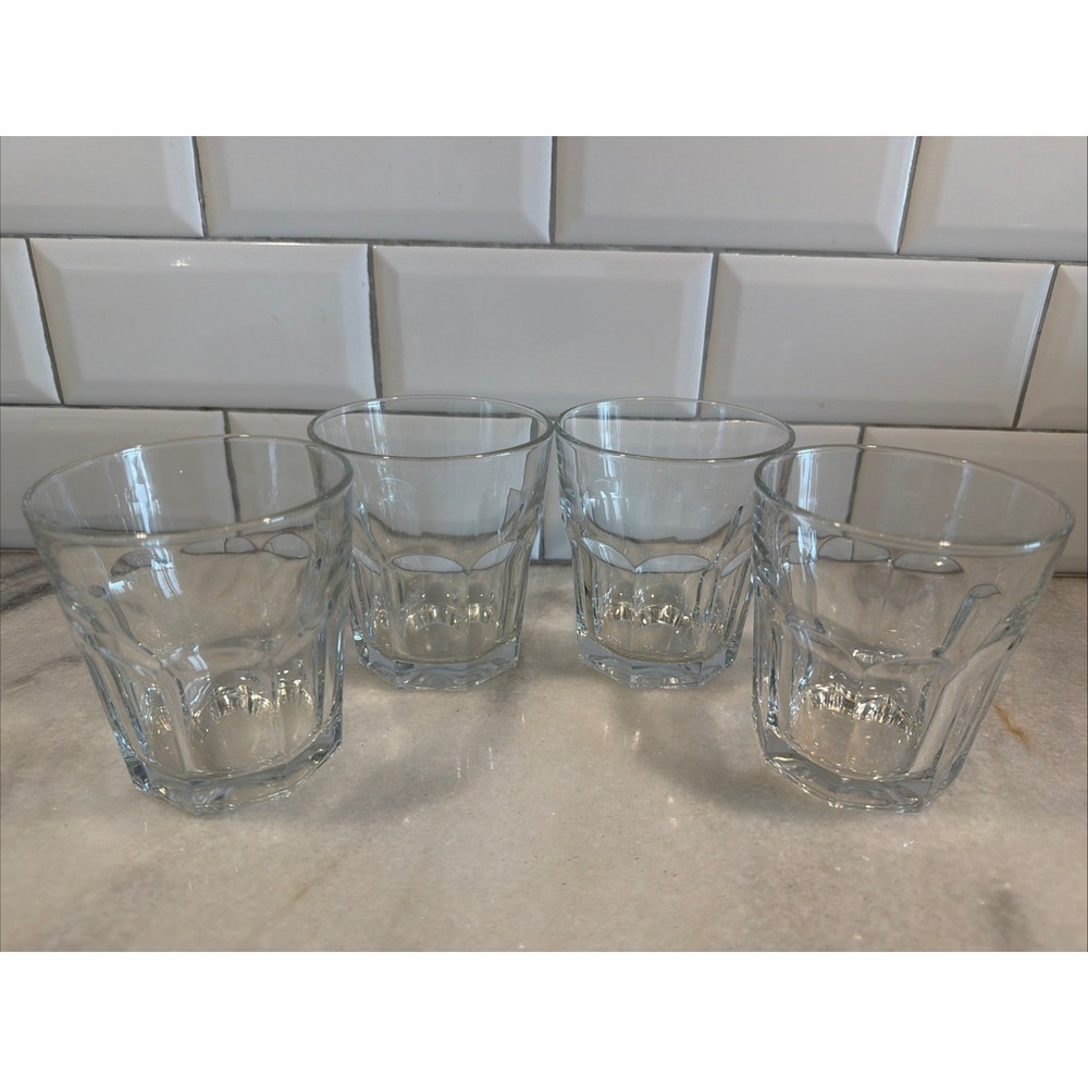 Set Of 4 VTG Libbey DuraTuff GIBRALTAR CLEAR Double On The Rocks Glass 12oz
